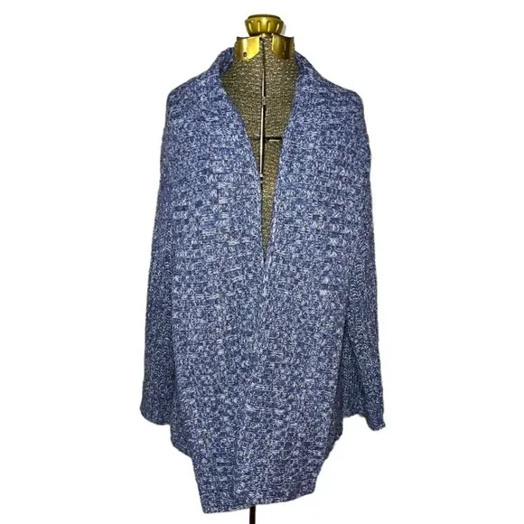 Larry Levine Blue Open Front Sweater Cardigan Thigh Length Womens Size Medium - Picture 2 of 8